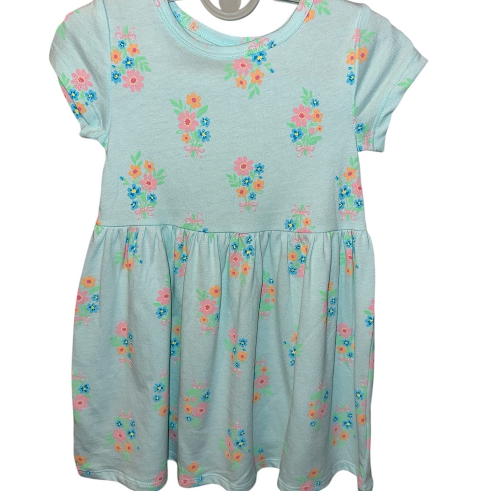 NWT! Floral Print Kids Dress - Blue and Pink-3T